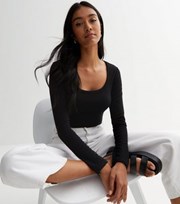 New Look Black Jersey Scoop Neck Long Sleeve Bodysuit